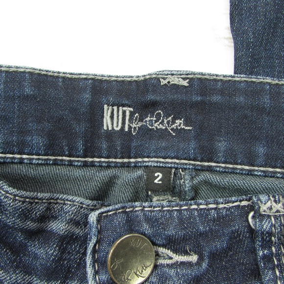 Dark Wash Boot Cut Button Flap Pockets Size 2 - Picture 6 of 8